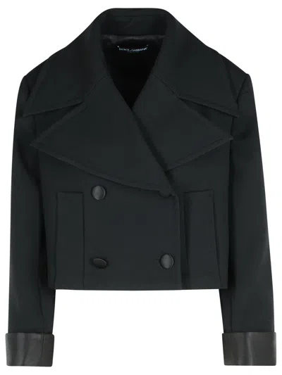 DOLCE & GABBANA DOLCE & GABBANA BLACK VIRGIN WOOL BLEND JACKET WOMEN