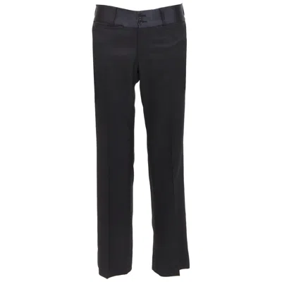 Pre-owned Dolce & Gabbana Dolce Gabbana Black Virgin Wool Blend Satin Waist Tuxedo Pants It44 Xs