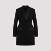 Dolce & Gabbana Double-breasted Wool Blend Blazer With Satin Detailing In Black