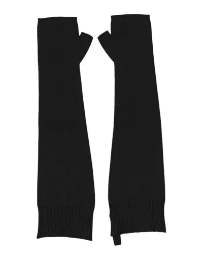 Dolce & Gabbana Black Virgin Wool Knitted Fingerless Men Men's Gloves In Yellow