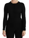 Dolce & Gabbana Black Virgin Wool Long Sleeve Top Blouse Top In Black
