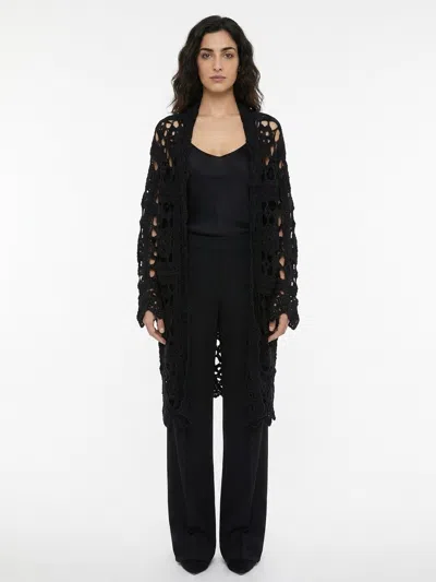 Dolce & Gabbana Lace Virgin Wool Cardigan In Black