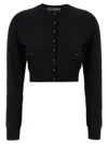 Dolce & Gabbana Crew Neck Cropped Length Cardigan In Black