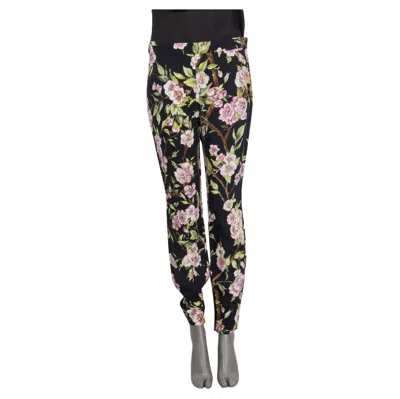 Pre-owned Dolce & Gabbana Black Viscose Cherry Blossom Pants 44 L