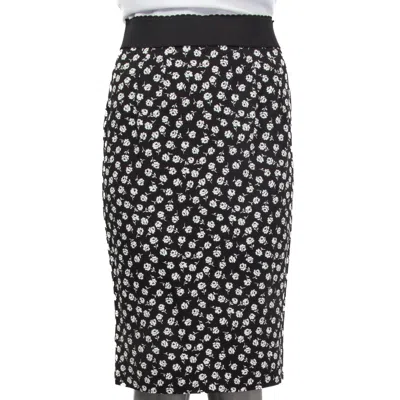 Pre-owned Dolce & Gabbana Black Viscose Floral Pencil Skirt S