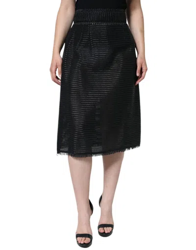 DOLCE & GABBANA DOLCE & GABBANA BLACK VISCOSE HIGH WAIST PENCIL CUT WOMEN'S SKIRT