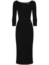 Dolce & Gabbana Viscose Jersey 3/4 Sleeve Midi Dress In Black