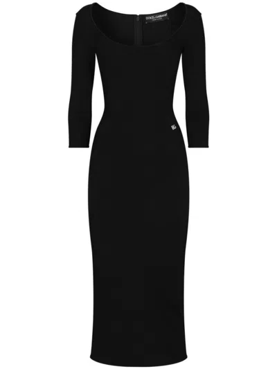 DOLCE & GABBANA BLACK VISCOSE KNIT DRESS