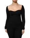 Dolce & Gabbana Sweetheart-neckline Long Sleeve Blouse In Black