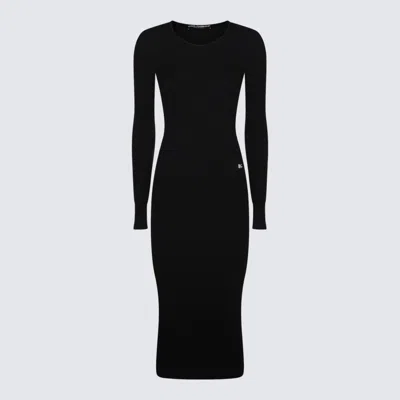 DOLCE & GABBANA BLACK VISCOSE MIDI DRESS