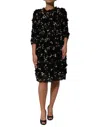 Dolce & Gabbana Black Viscose Pearl Embellishment Shift Dress In Black