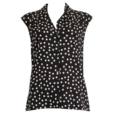 Pre-owned Dolce & Gabbana Black Viscose Polka Dot Sleeveless Blouse Shirt 44 L