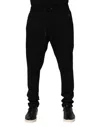 Dolce & Gabbana Black Viscose Skinny Logo Men Jogger Pants In Black
