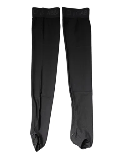 Dolce & Gabbana Black Viscose Stretch Over Calf Stockings Socks