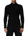 Dolce & Gabbana Black Viscose Turtle Neck Pullover Sweater In Black