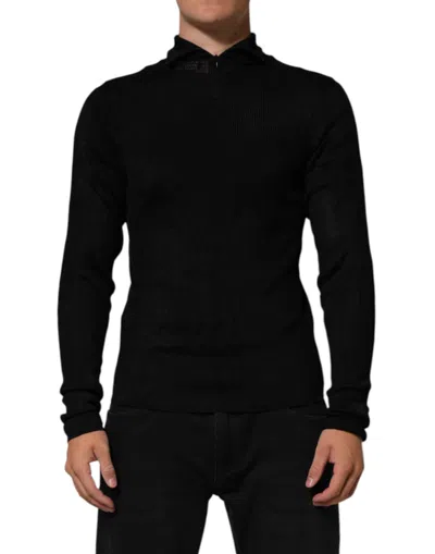 DOLCE & GABBANA BLACK VISCOSE TURTLE NECK PULLOVER SWEATER