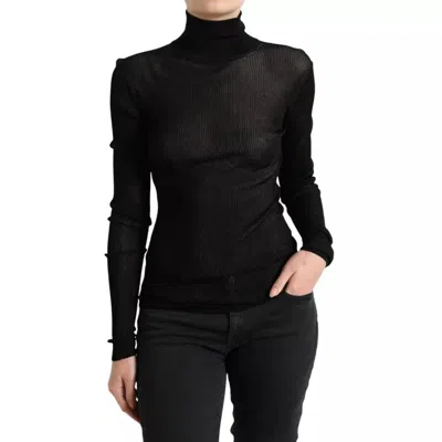 Pre-owned Dolce & Gabbana Black Viscose Turtle Neck Pullover Women's Sweater ()