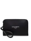 Dolce & Gabbana Clutch Leather Wrist Strap In Black