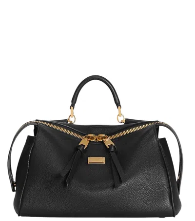 Dolce & Gabbana Black Vittoria Mini Satchel In Pattern