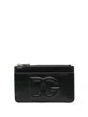 Dolce & Gabbana Black Leather Wallet With Embossed Logo In Black