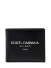 DOLCE & GABBANA BLACK WALLET WITH CONTRSTING PRINT IN SMOOTH LEATHER