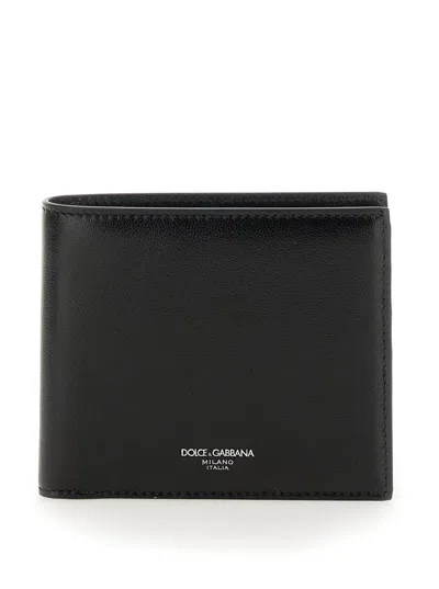 Dolce & Gabbana Black Wallet With Front Logo Detail In Leather Man