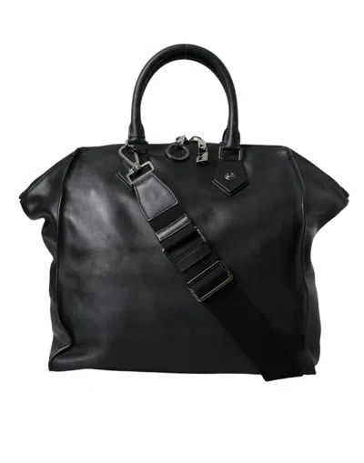 Pre-owned Dolce & Gabbana Black Washed Calfskin Biker Style Shopper Men's Bag ()