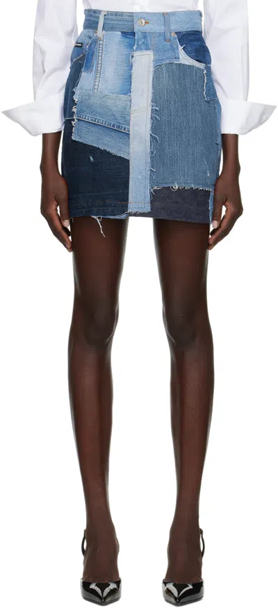 Dolce & Gabbana Black Washed Denim Miniskirt In S9000 Variante Abbin