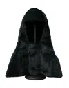 Dolce & Gabbana Black Weasel Fur Whole Head Wrap Hat In Black