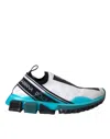 Dolce & Gabbana Logo-print Mesh Slip-on Sneakers In Turquoise