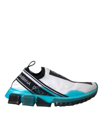 Dolce & Gabbana Logo-print Mesh Slip-on Sneakers In Turquoise