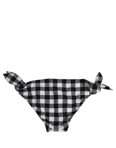Dolce & Gabbana Black White Checkered Beachwear Bikini Bottom