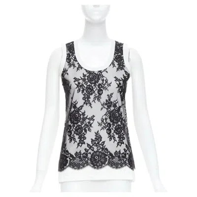 Pre-owned Dolce & Gabbana Dolce Gabbana Black White Cotton Lace Overlay Tank Top It40 S