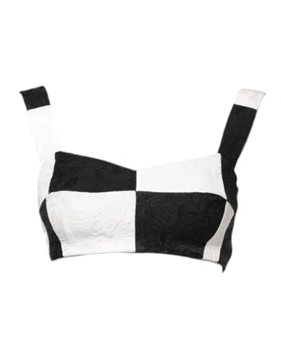 Pre-owned Dolce & Gabbana Black White Cropped Bustier Corset Bra Women's Top () In Multi