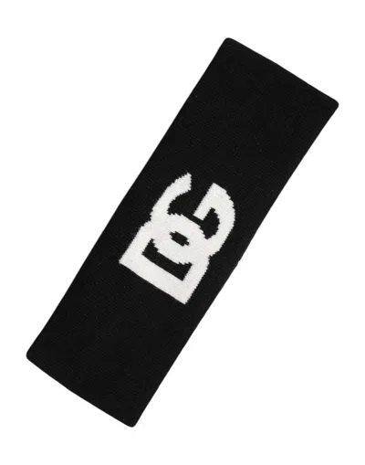 Dolce & Gabbana Black White Dg Cashmere Knitted Headband Hat