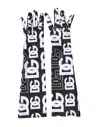 Dolce & Gabbana Black White Dg Logo Elbow Length Mitten Gloves In Black