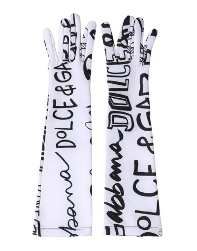 Dolce & Gabbana Dg Logo-print Elbow-length Gloves In Multi