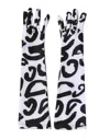 Dolce & Gabbana Black White Dg Logo Elbow Length Mitten Gloves In White