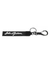 Dolce & Gabbana Black White Dg Logo Silver Men Keychain Polyester Keyring In Black