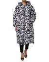 Dolce & Gabbana Black White Dg Mania Hooded Long Coat Jacket In Multi