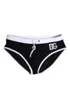 Dolce & Gabbana Black White Drawstring Beachwear Brief Men's Swimwear () In Black