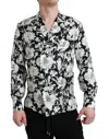 DOLCE & GABBANA BLACK WHITE FLORAL BUTTON DOWN CASUAL SHIRT