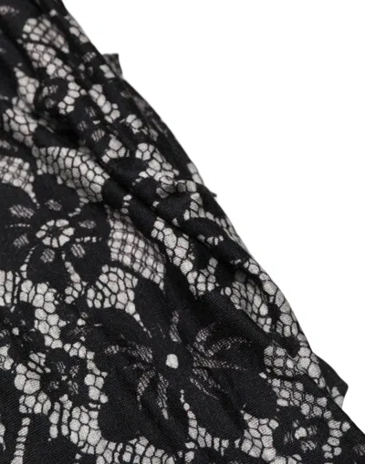 Dolce & Gabbana Black White Floral Lace Sleeveless Midi Dress