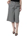 Dolce & Gabbana Black White Houndstooth Cropped Wide Leg Pants In Black