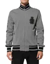 Dolce & Gabbana Black White Houndstooth Wool Crest Jacket Sweater In Black
