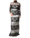 Dolce & Gabbana Black White Lace Silk Blend Maxisheath Dress In Black