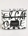 Dolce & Gabbana Black White Leather Monogram Print Logo Holder Airpods Case In Multi