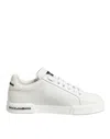 Dolce & Gabbana Black White Leather Portofino Sneaker Shoes In White