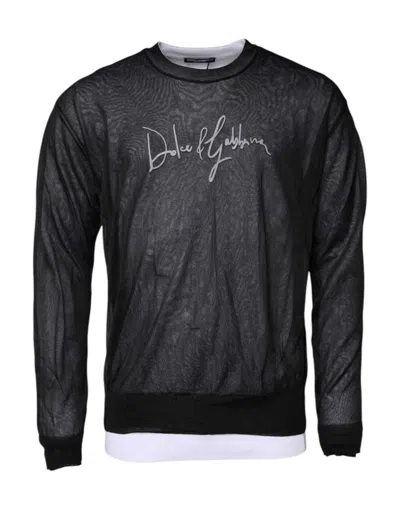 Pre-owned Dolce & Gabbana Black White Logo Knitted Pullover Men's Sweater () In Multi