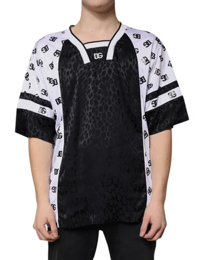 Dolce & Gabbana Black White Logo Men Short Sleeves Men's T-shirt In Black And White